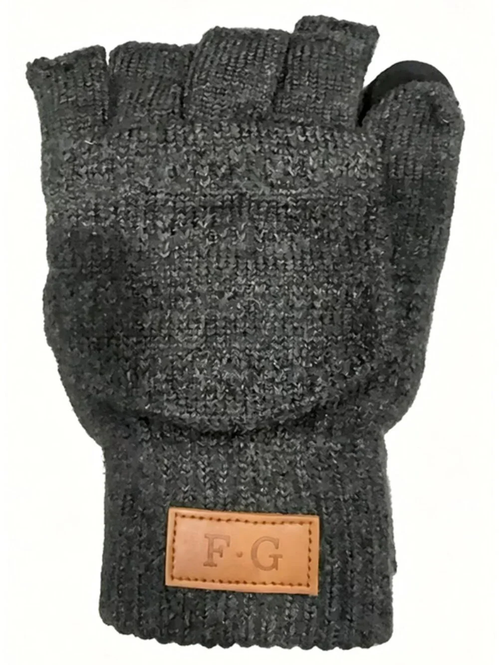 5 Pairs Grey Fingerless Gloves Unisex Warm Wool Mitten Glove for Women Men